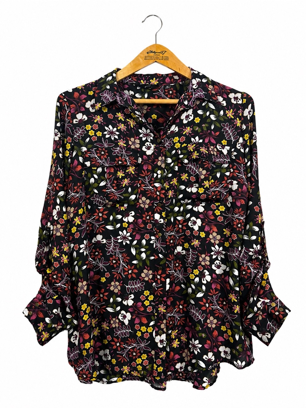 GNW Grace Floral Ruffle V-Neck Blouse Size 1X Business Office Peasant Artsy